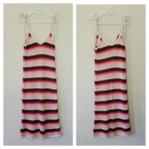 Zara Tie Strap Knit Midi Dress Small - Picture 3 of 7